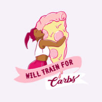 Will Train For Carbs Womens Fitted T-Shirt Design